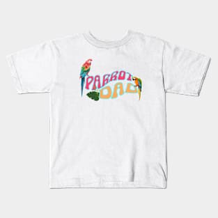 Funny Retro Wavy Font Tropical Bird Lover Macaw Parrot Dad Kids T-Shirt